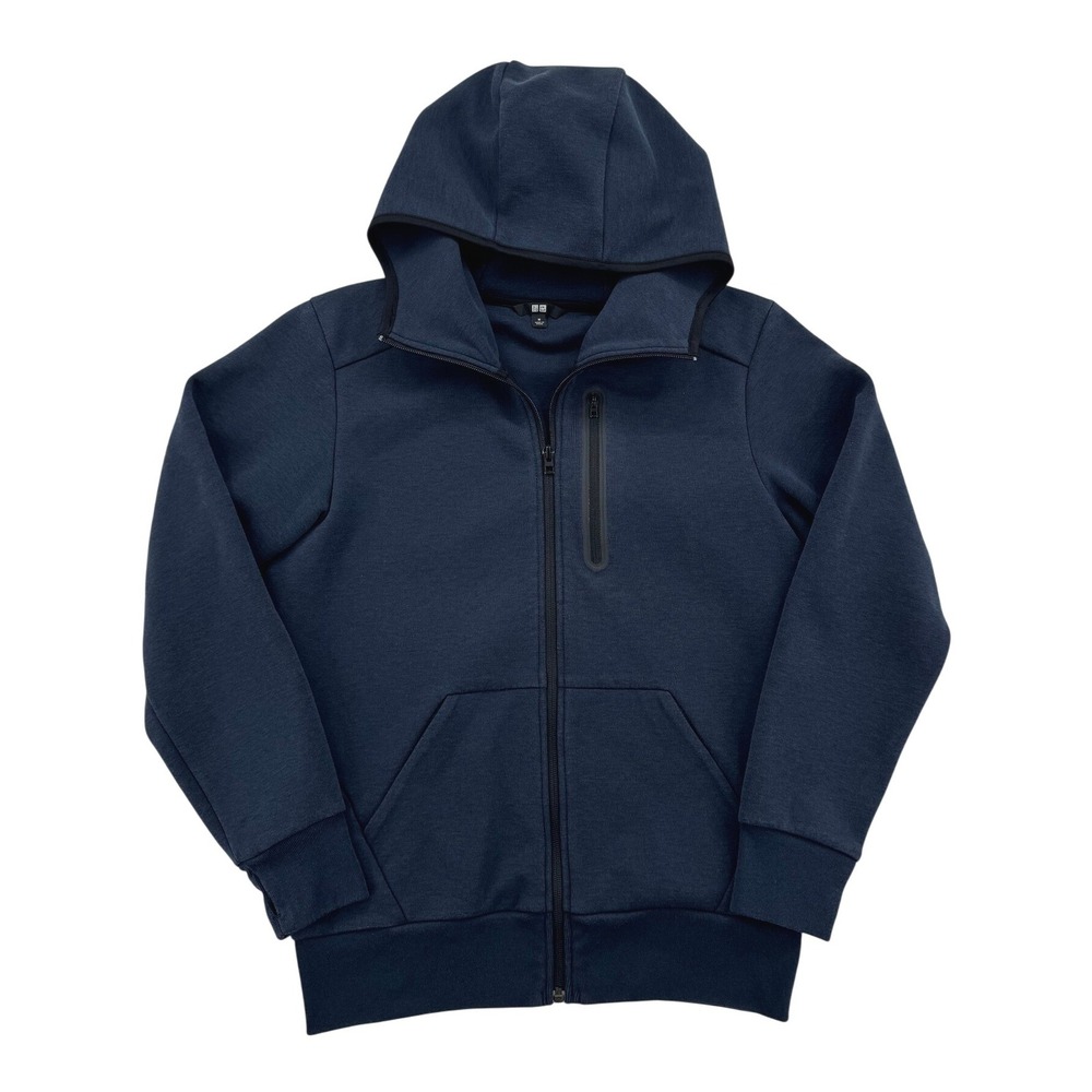 Uniqlo Dry Stretch Hoodie Men M Navy Blue Excellent Full Zip Chest Pocket